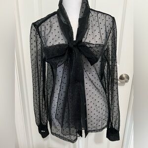 Victoria's Secret Black Sheer Bow Blouse - Size Small.  New, never worn!